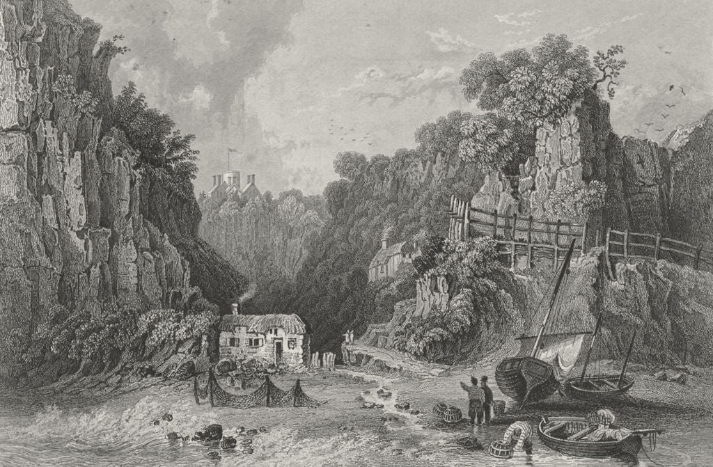 IOW. Shanklin Chine-Bartlett c1840 old antique vintage print picture